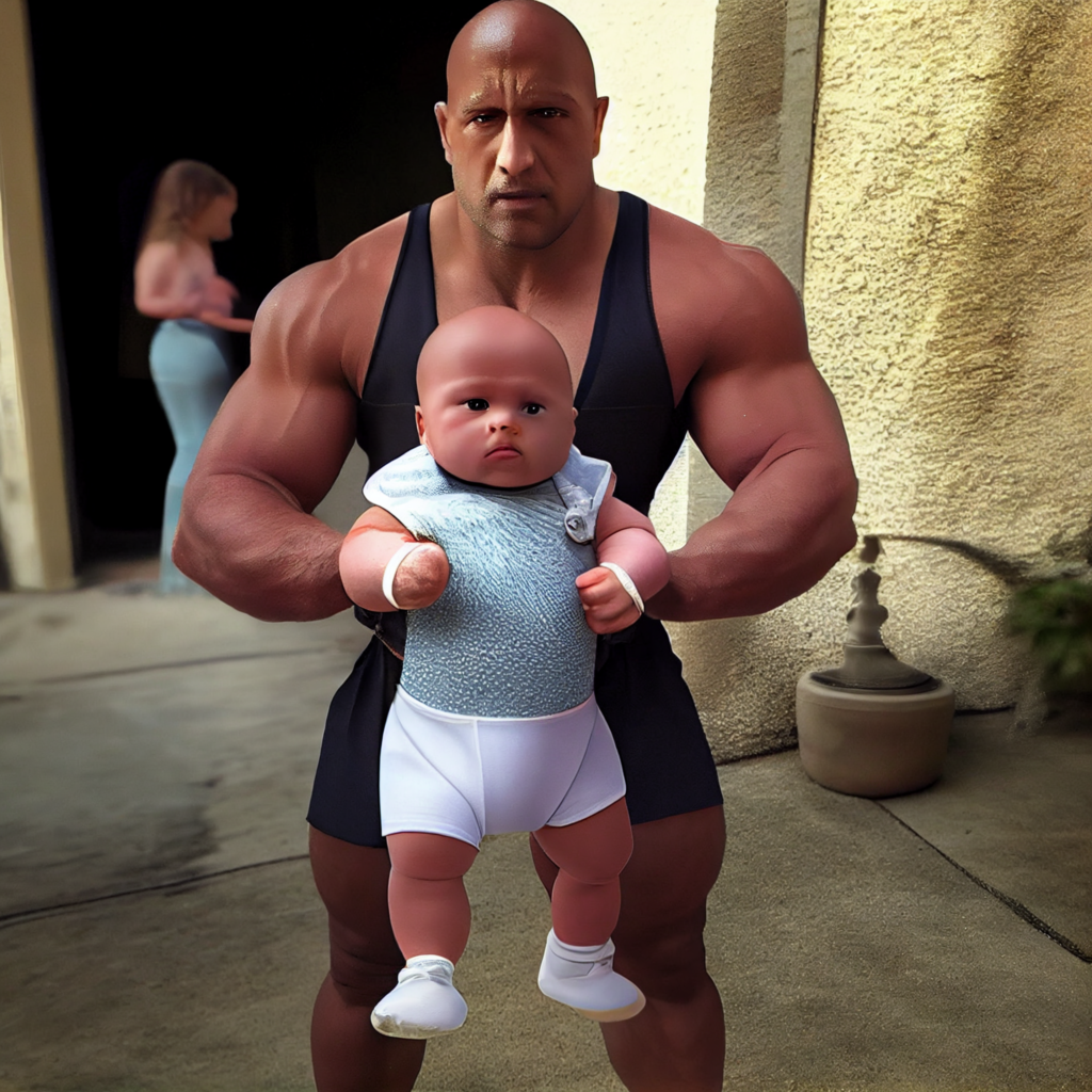 Beggars a photo of Dwayne the rock Johnson dressed as a giant m