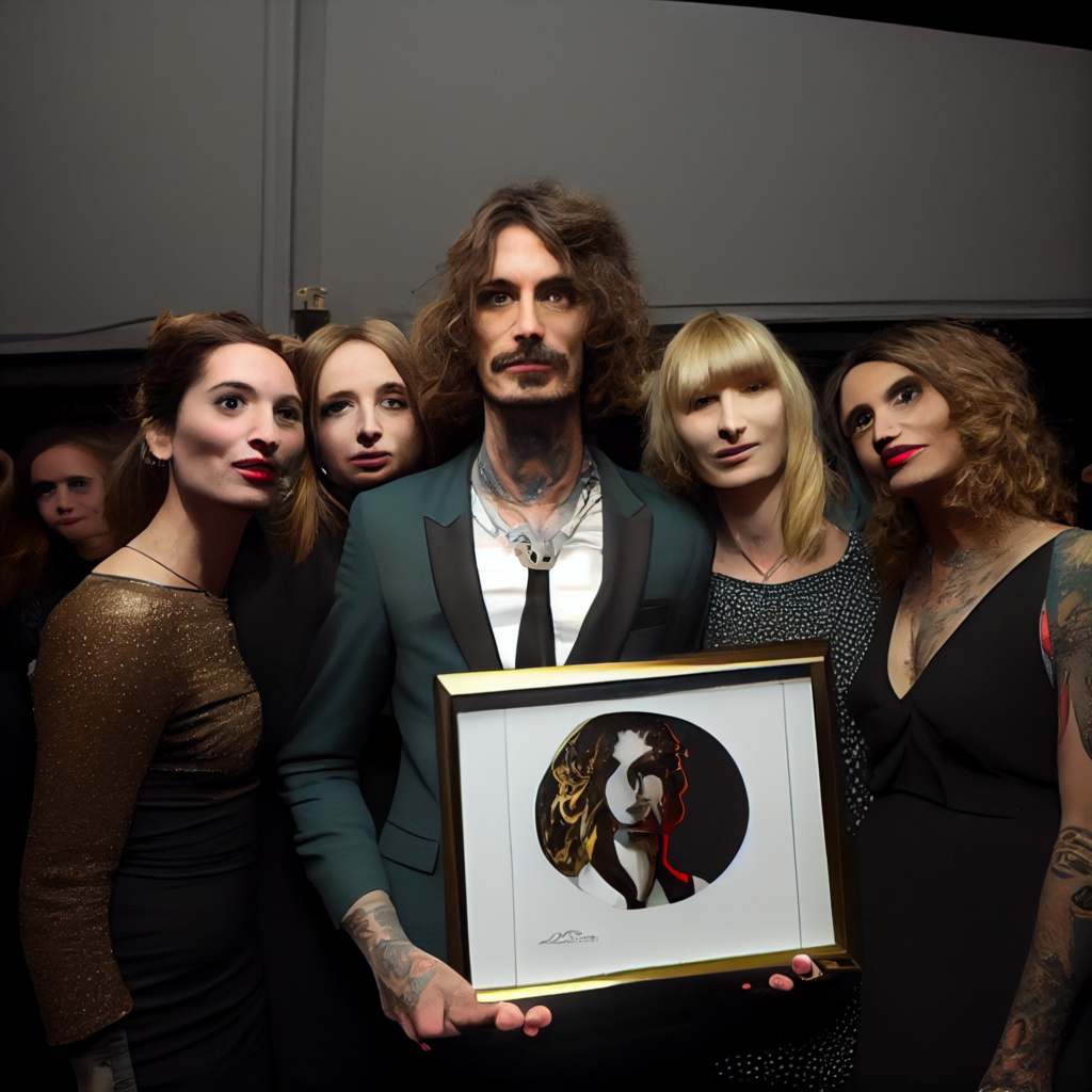 Beggars a photo of Justin Hawkins from the darkness surrounded