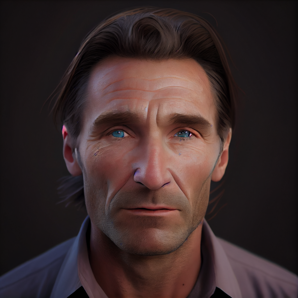 Beggars a photo of a man in his forties with a sincere facial e